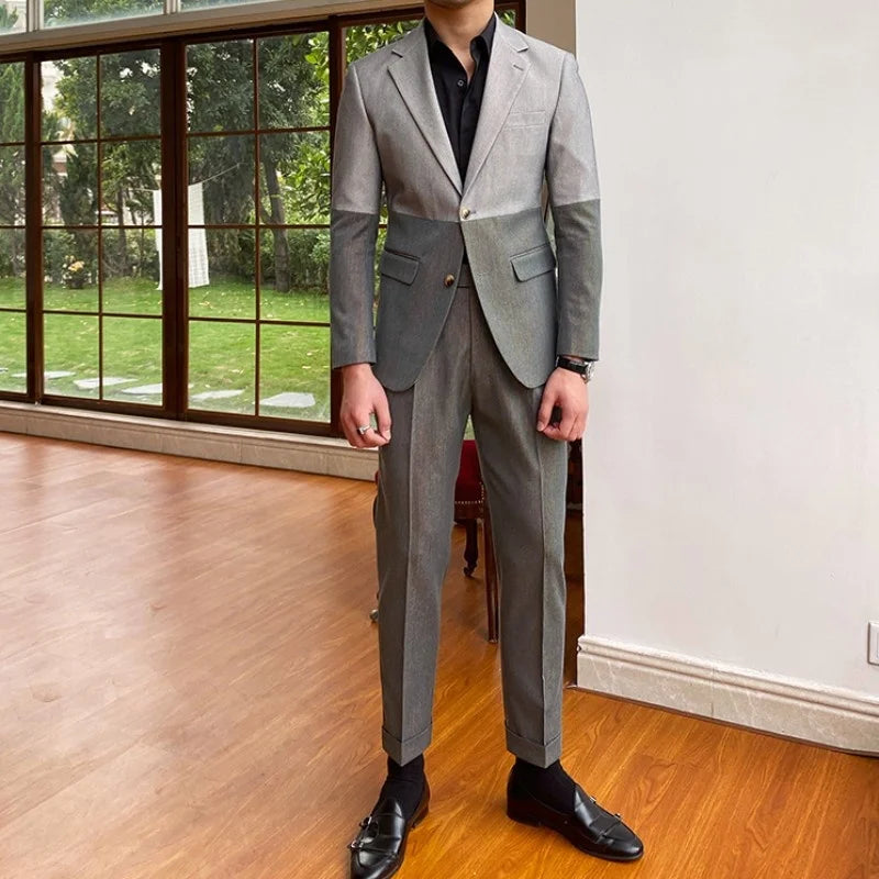 Designer Fashion Mixed Colors Mens Suits New Business Casual Blazers Pants Two Piece Set Office Man Formal Matching Set Outfit