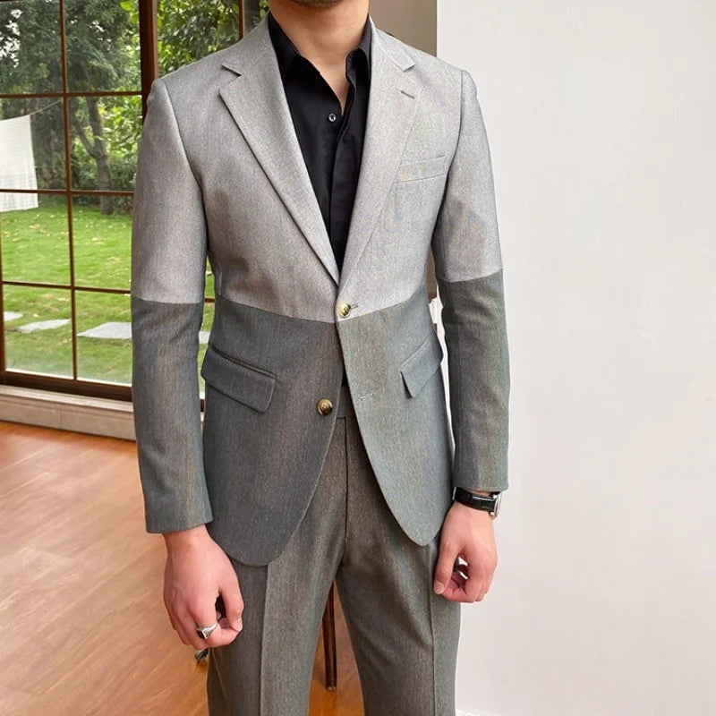 Designer Fashion Mixed Colors Mens Suits New Business Casual Blazers Pants Two Piece Set Office Man Formal Matching Set Outfit