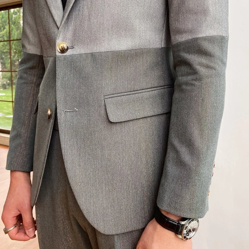 Designer Fashion Mixed Colors Mens Suits New Business Casual Blazers Pants Two Piece Set Office Man Formal Matching Set Outfit
