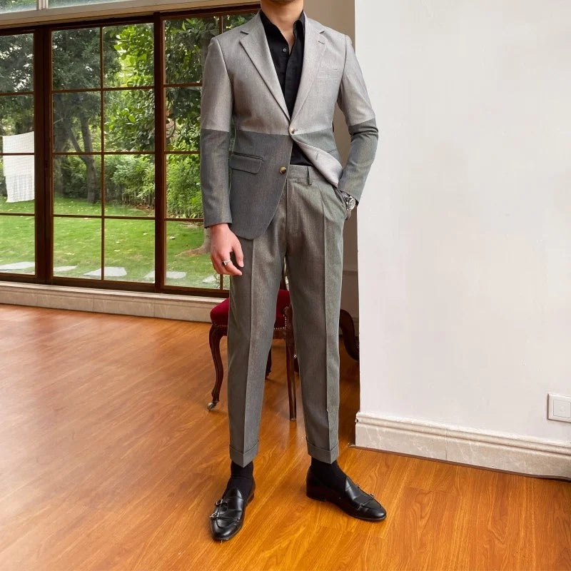 Designer Fashion Mixed Colors Mens Suits New Business Casual Blazers Pants Two Piece Set Office Man Formal Matching Set Outfit